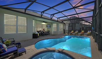 Private heated pool & spa – perfect day or night!. Sunshine Villa at Windsor Hills  in Windsor Hills Resort, Kissimmee, Orlando